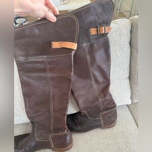 FRYE AND CO. Brown Leather Riding Tall Boots with Fold over option